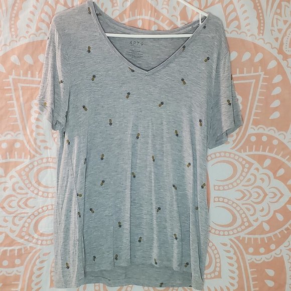 Apt. 9 Tops - Gray Pineapple Tee